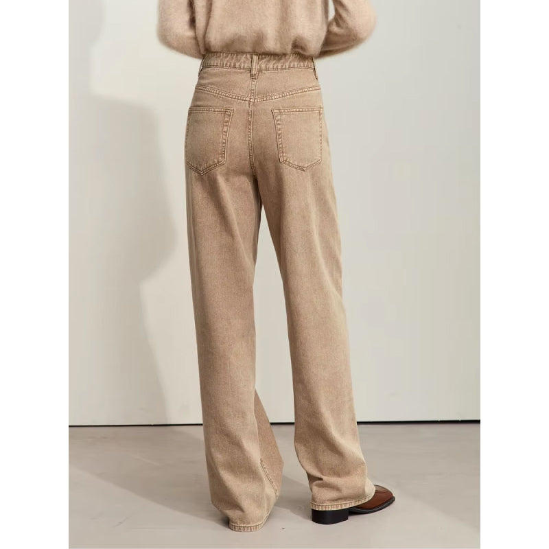 women's wide-leg cotton denim pants, view 8 - MRSLM