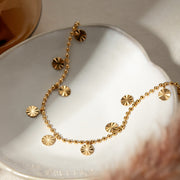 gold petal circle bead anklet, view 4 - MRSLM
