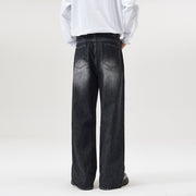 men's straight stone washed jeans, view 3 - MRSLM