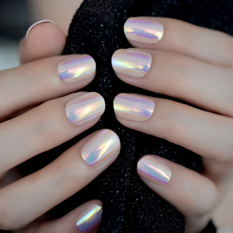 chrome iridescent press-on nails, view 3 - MRSLM