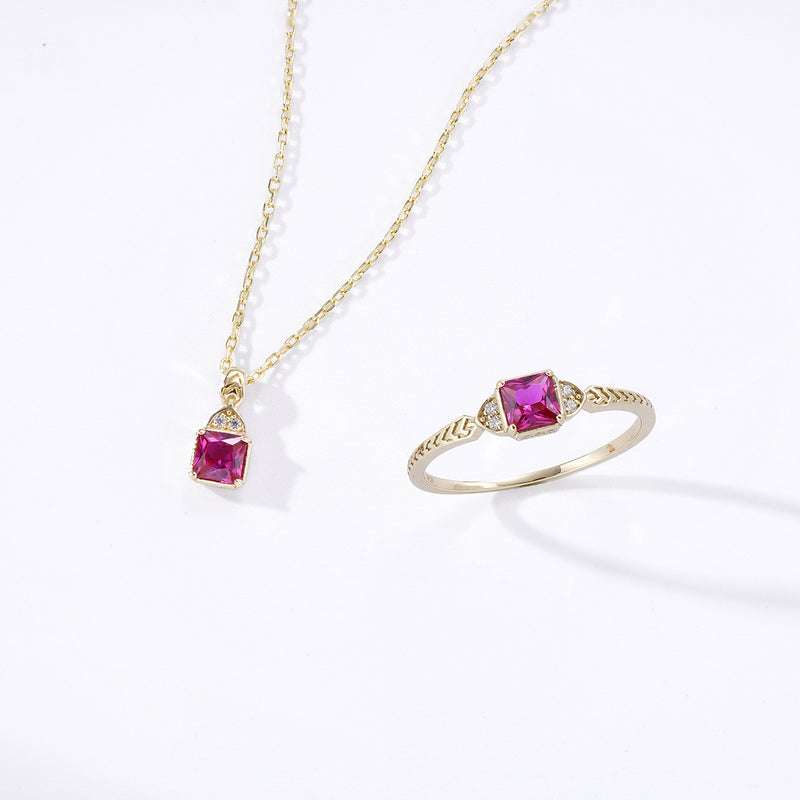 Silver red corundum necklace, view 5 - MRSLM