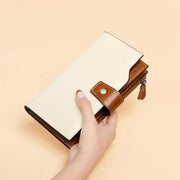elegant women's long leather wallet, view 5 - MRSLM