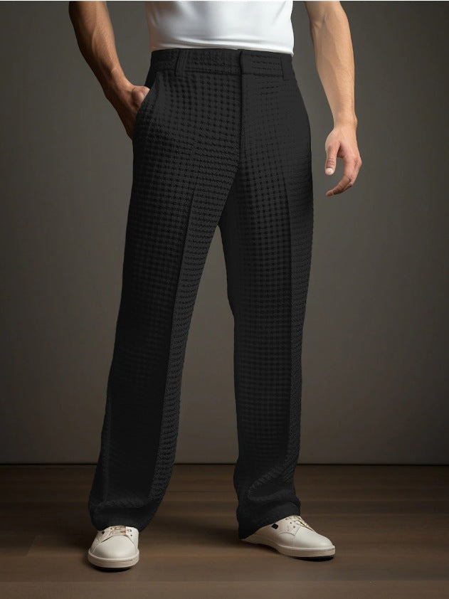 men's straight waffle-knit suit pants, view 7 - MRSLM