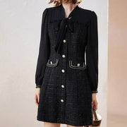 elegant bow lace-up a-line dress, view 2 - MRSLM