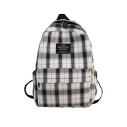 Plaid canvas casual schoolbag, view 5 - MRSLM