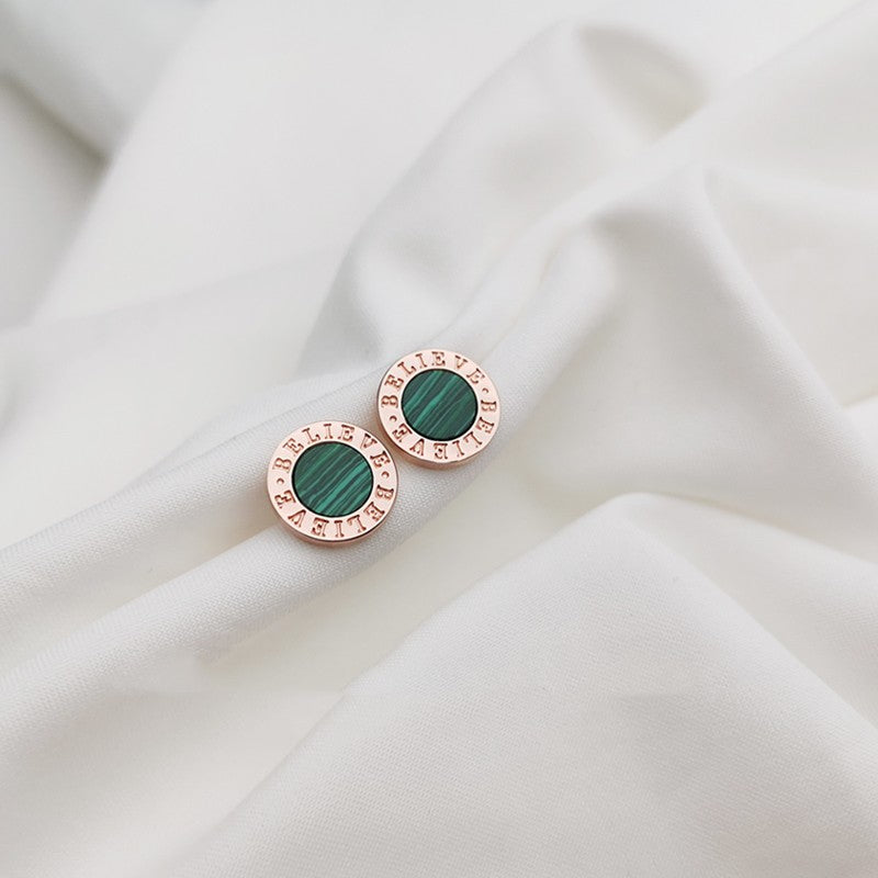 roman numeral malachite earrings, view 8 - MRSLM