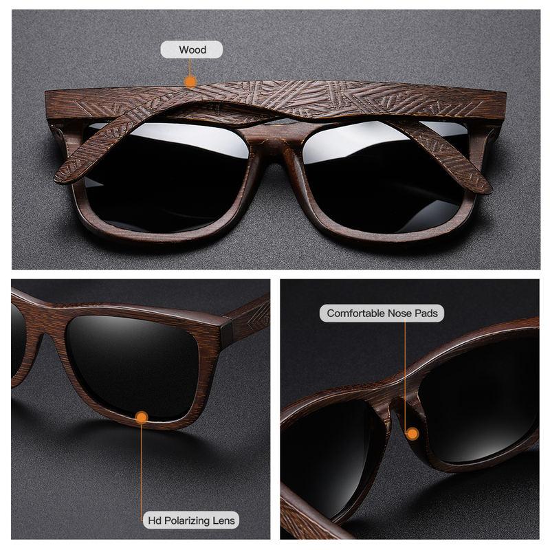 natural bamboo polarized sunglasses, view 9 - MRSLM