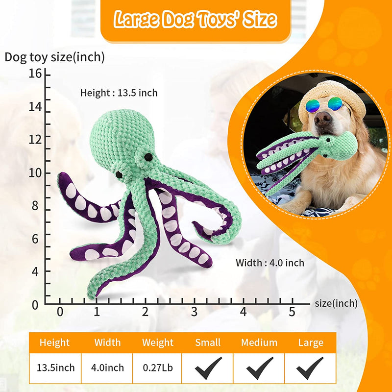 squeaky octopus dog toy, view 7 - MRSLM