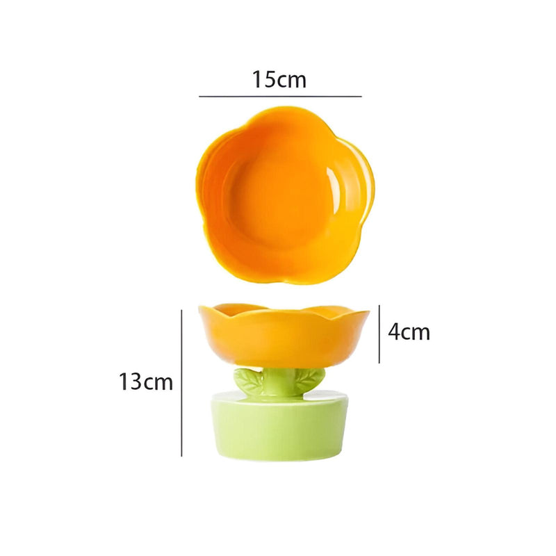 flower-shaped ceramic cat bowl, view 5 - MRSLM