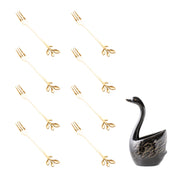 ceramic swan fruit fork set, view 4 - MRSLM