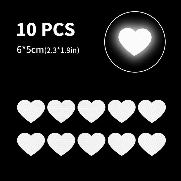 Reflective Heart-Shaped Safety Stickers for Vehicles