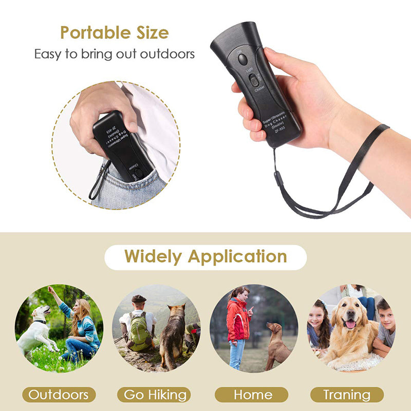 ultrasonic dog repeller with led flashlight, view 3 - MRSLM