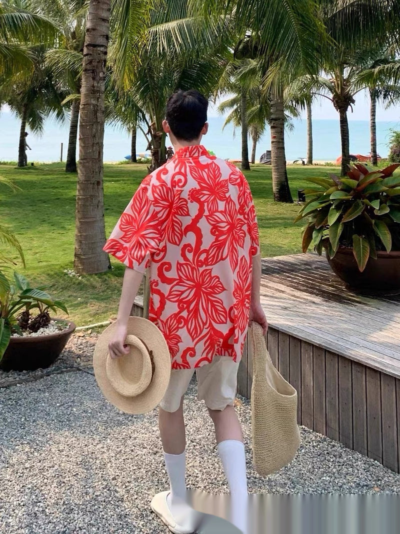 Retro red vine printed shirt, view 3 - MRSLM