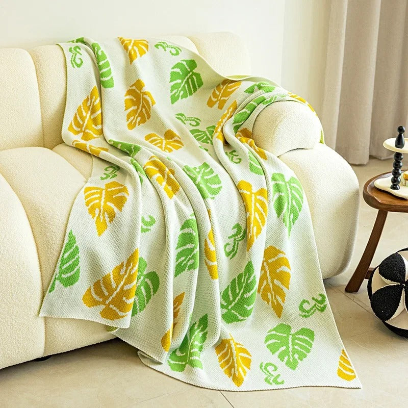 leaf knit throw blanket, view 3 - MRSLM