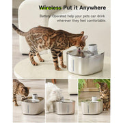 wireless stainless steel pet water fountain, view 4 - MRSLM