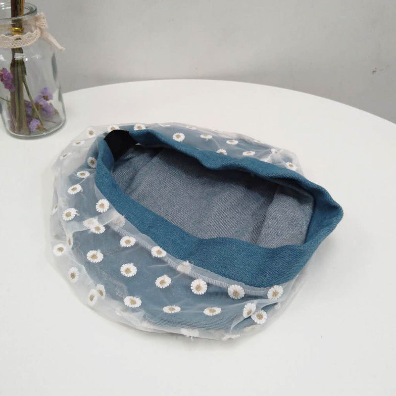 cute daisy satin beret for women, view 9 - MRSLM