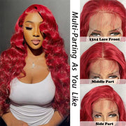 red long curly lace wig, view 3 - MRSLM