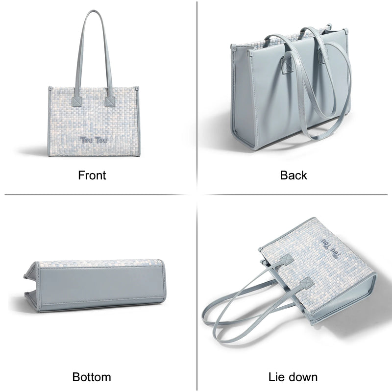 large capacity gradient weave tote bag, view 7 - MRSLM
