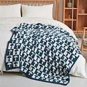 Checkerboard plaid knitted throw blanket, view 5 - MRSLM