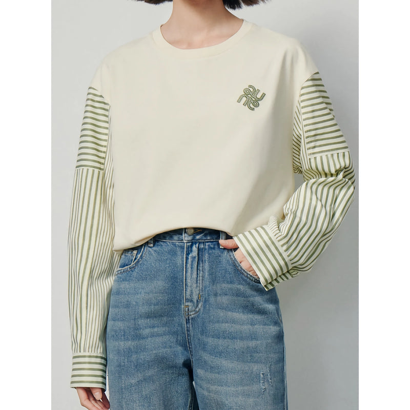contrast color patchwork pullover, view 6 - MRSLM