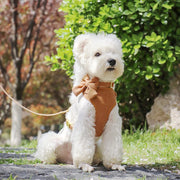Adjustable mesh dog harness and leash set with bowknot, view 8 - MRSLM