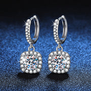 silver moissanite square stud earrings, view 2 - MRSLM