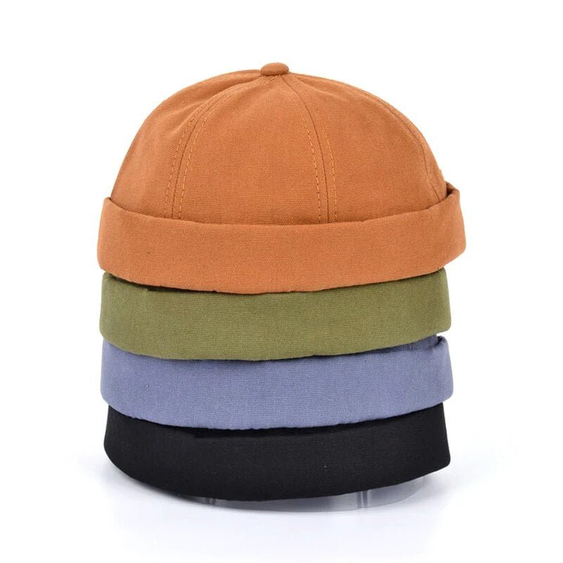 Vintage Brimless Docker Cap: Retro Cotton Skullcap for Hip Hop Fashion