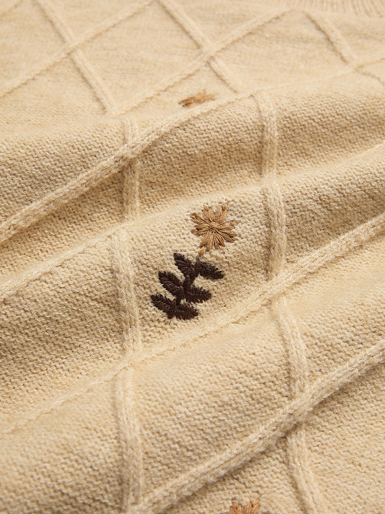 khaki embroidered knit sweater, view 9 - MRSLM