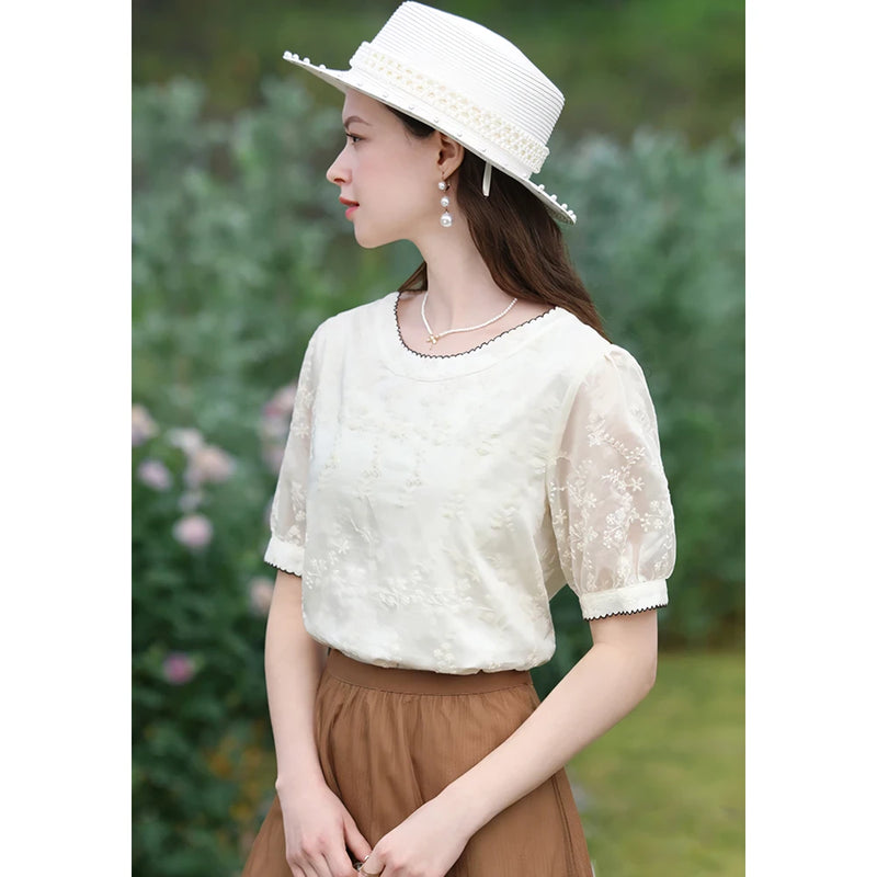 floral embroidered blouse, view 6 - MRSLM