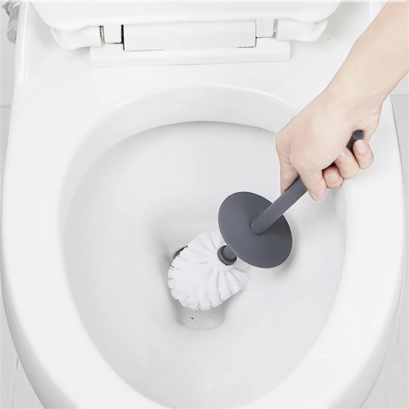 modern black toilet brush with lid and base, view 6 - MRSLM