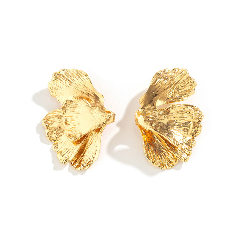 geometric petal flower stud earrings, view 9 - MRSLM