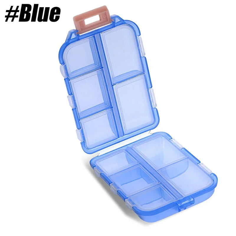 travel pill organizer case with 10 compartments, view 3 - MRSLM
