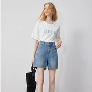 high-waist denim shorts, view 4 - MRSLM