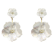 natural purple flower shell earrings, view 4 - MRSLM