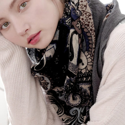women's wool square scarf animal print - MRSLM