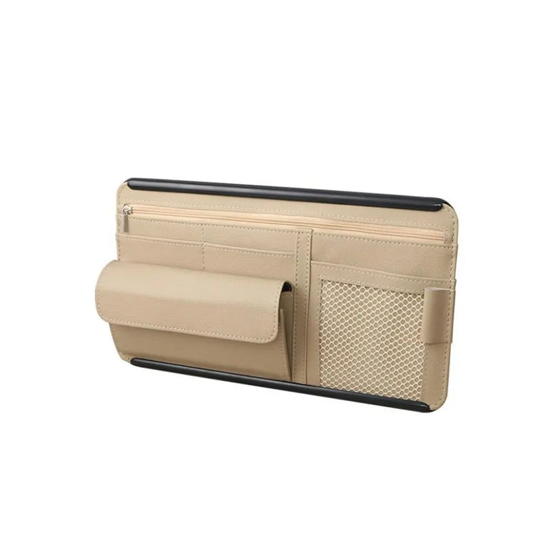 pu leather car sun visor organizer, view 3 - MRSLM