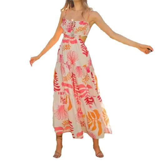 women's v-neck printed dress, view 5 - MRSLM