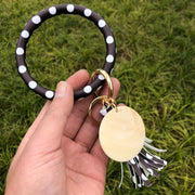 leather tiger zebra fringe bracelet, view 9 - MRSLM
