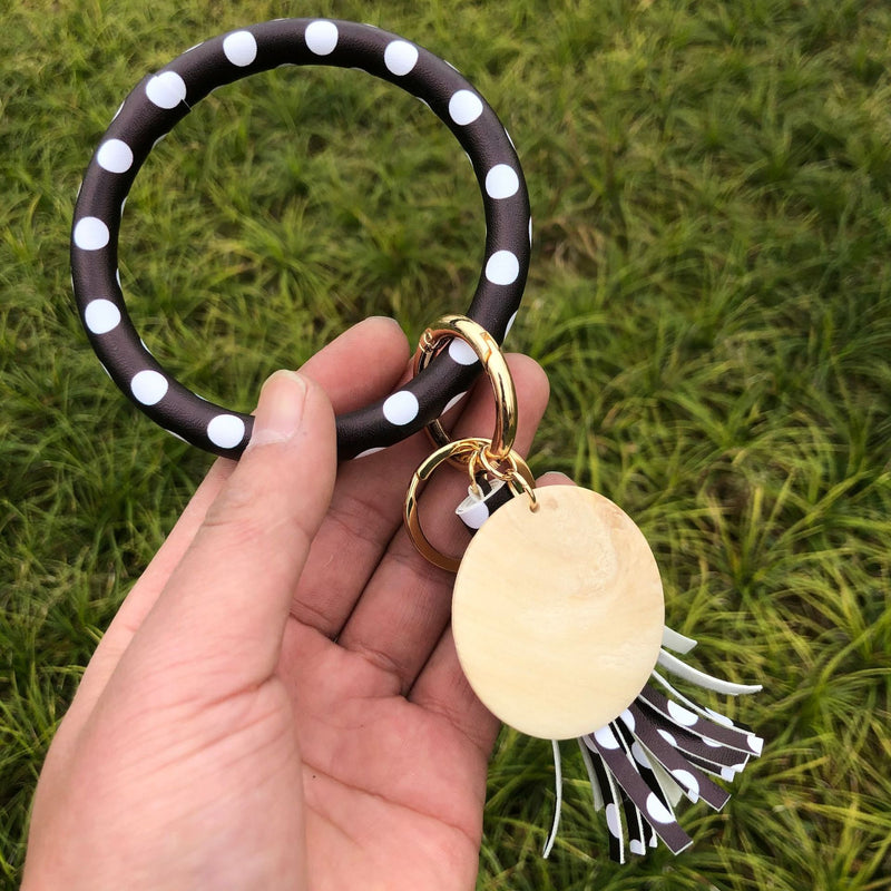 leather tiger zebra fringe bracelet, view 9 - MRSLM