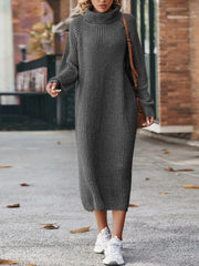 Women's turtleneck knit maxi sweater dress, view 4 - MRSLM