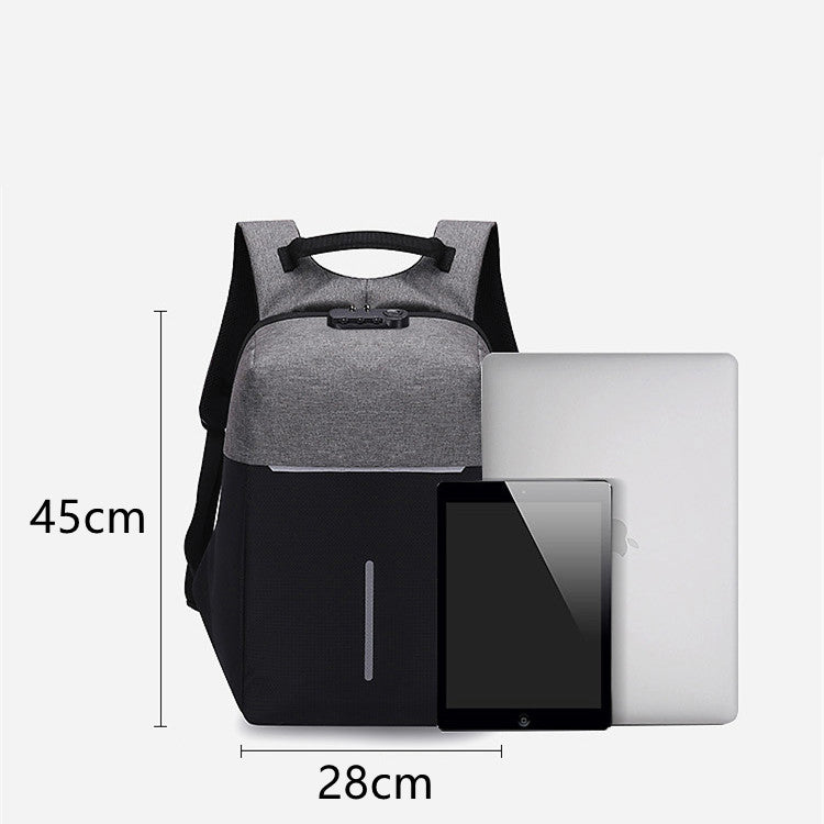reflective men's backpack with lock, view 3 - MRSLM