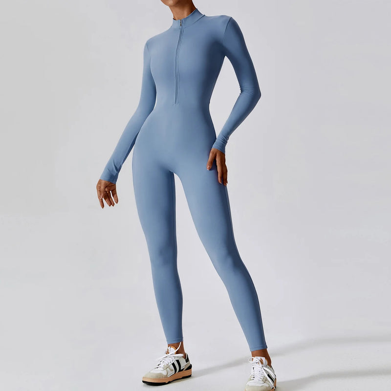 women's long-sleeve yoga jumpsuit, view 9 - MRSLM