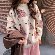 Women's Christmas tree jacquard sweater, view 3 - MRSLM
