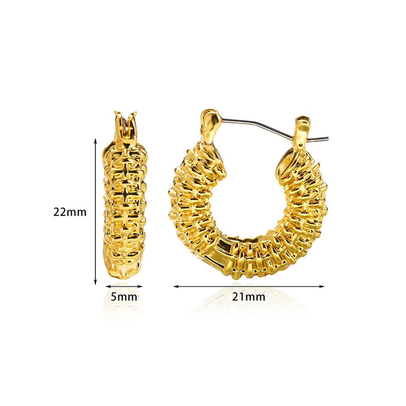 Gold color stainless steel hoop earrings, view 7 - MRSLM