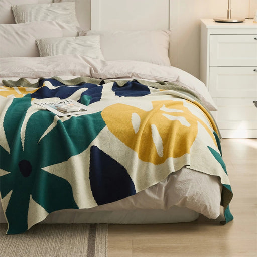 leaf jacquard knitted blanket - MRSLM