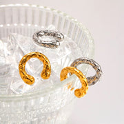 chunky gold ear cuff with hammered texture, view 5 - MRSLM