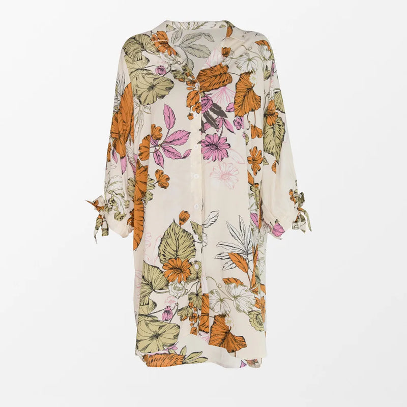 floral buttoned beach tunic dress, view 5 - MRSLM
