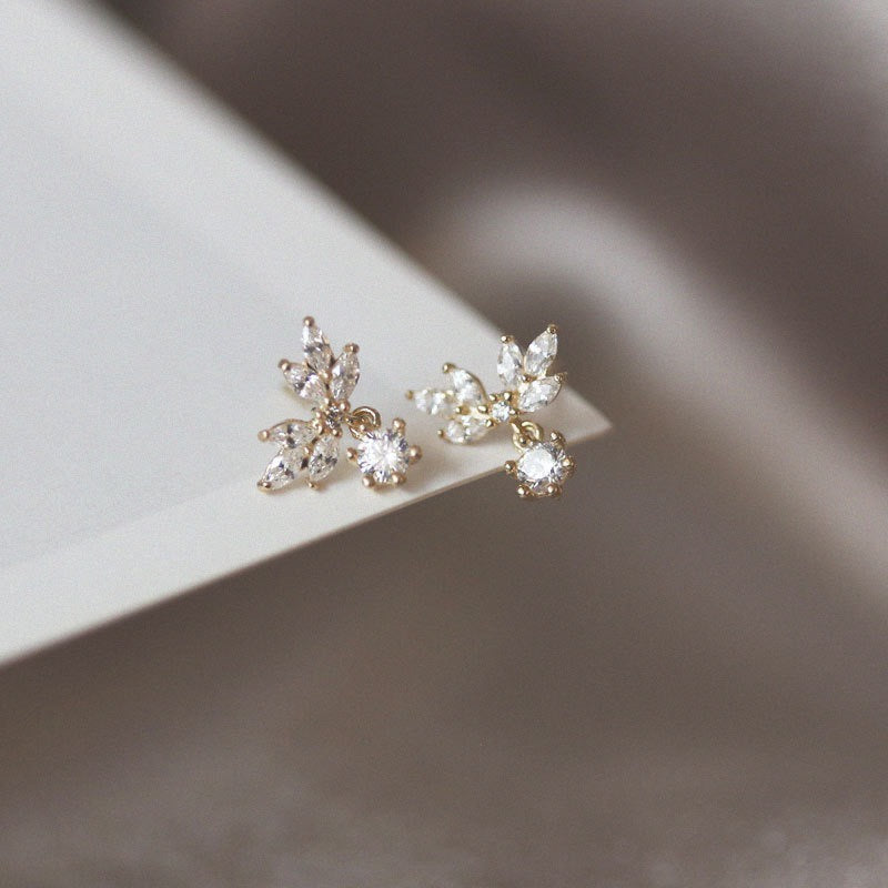 women's wing petal zircon earrings, view 2 - MRSLM