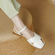 Casual low-heel summer leather sandals, view 2 - MRSLM