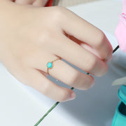 faux turquoise soft chain silver ring - MRSLM